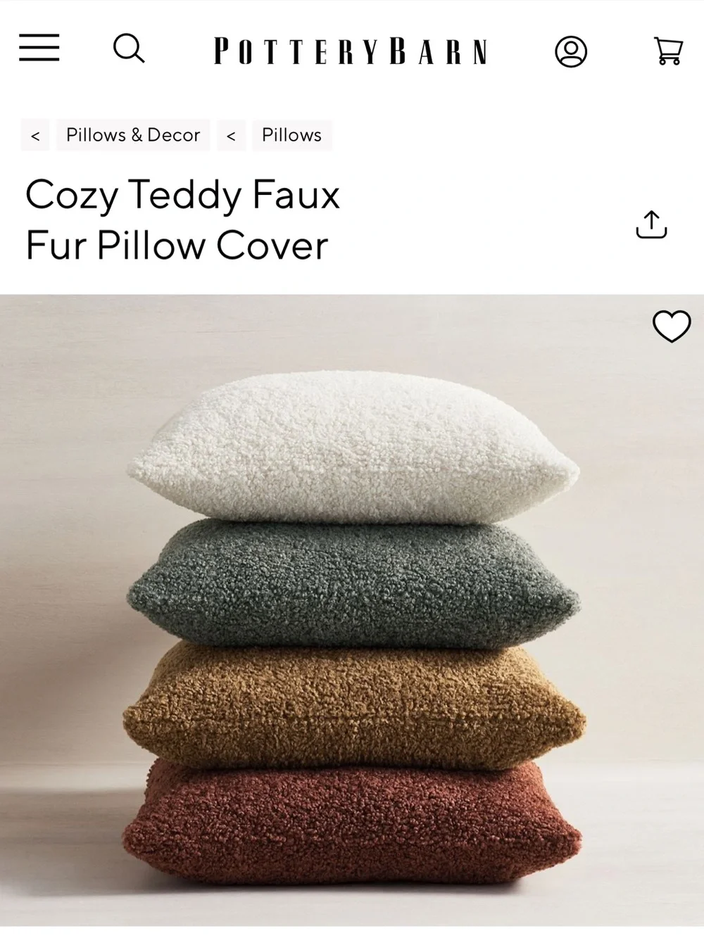 2 Pottery Barn Faux Fur Pillow Covers